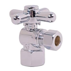 1/4-Turn Cross Handle Angle Stop Shut Off Valve, 1/2" IPS x 3/8" OD