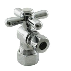 1/4-Turn Cross Handle Angle Stop Shut Off Valve, 5/8" OD x 3/8" OD