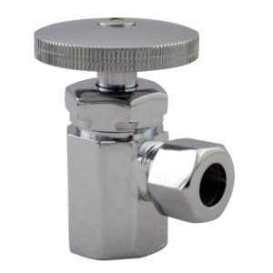 Round Handle Angle Stop Shut Off Valve, 1/2" IPS Inlet with 3/8" Compression Outlet