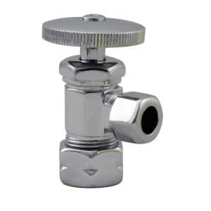 Round Handle Angle Stop Shut Off Valve, 1/2" Copper Pipe Inlet with 3/8" Compression Outlet