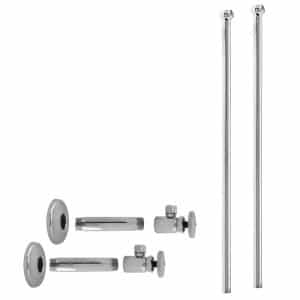 1/2" IPS x 3/8" OD x 20" Bullnose Dual Faucet Riser Supply Line Kit with Round Handle Angle Shut Off Valves