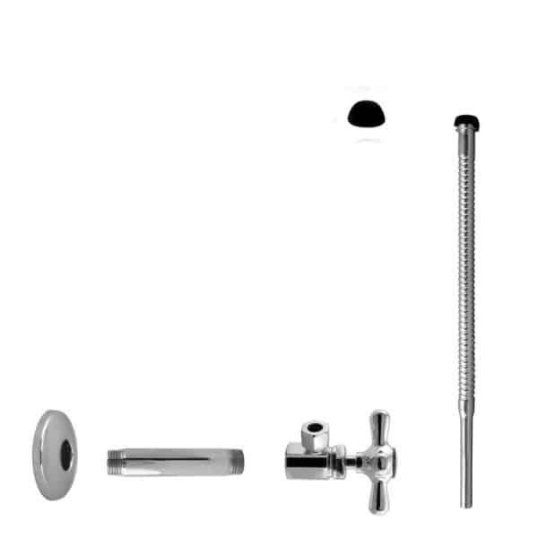 1/2" IPS x 3/8" OD x 12" Corrugated Riser Line Kit with Cross Handle Angle Supply Shut Off Valve for Faucet and Toilet