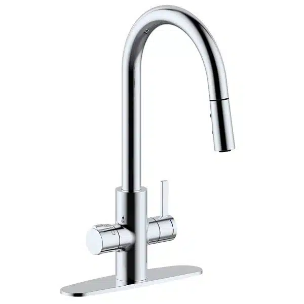 Iivela BECCO-PO Chrome 4-in-1 Boiling Water Pull Out Kitchen Tap With Digital Tank
