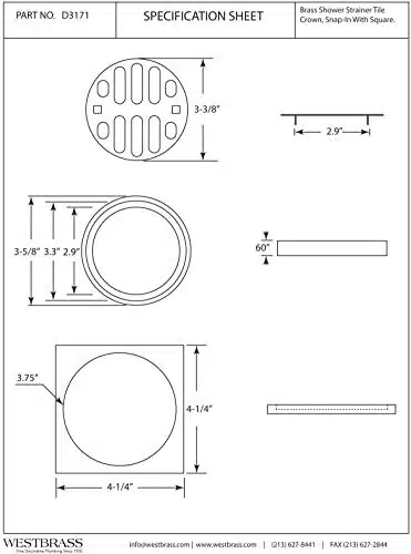 Frank Pattern Snap-In Shower Strainer Grill, Square & Crown - Image 2