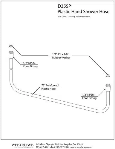 72" Extra Long Plastic SuperFlex Handlheld Shower Hose - Image 2