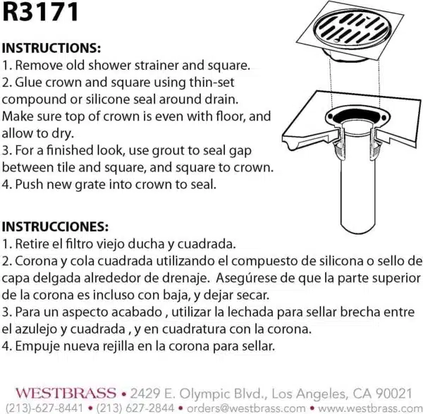 Frank Pattern Snap-In Shower Strainer Grill, Square & Crown - Image 3