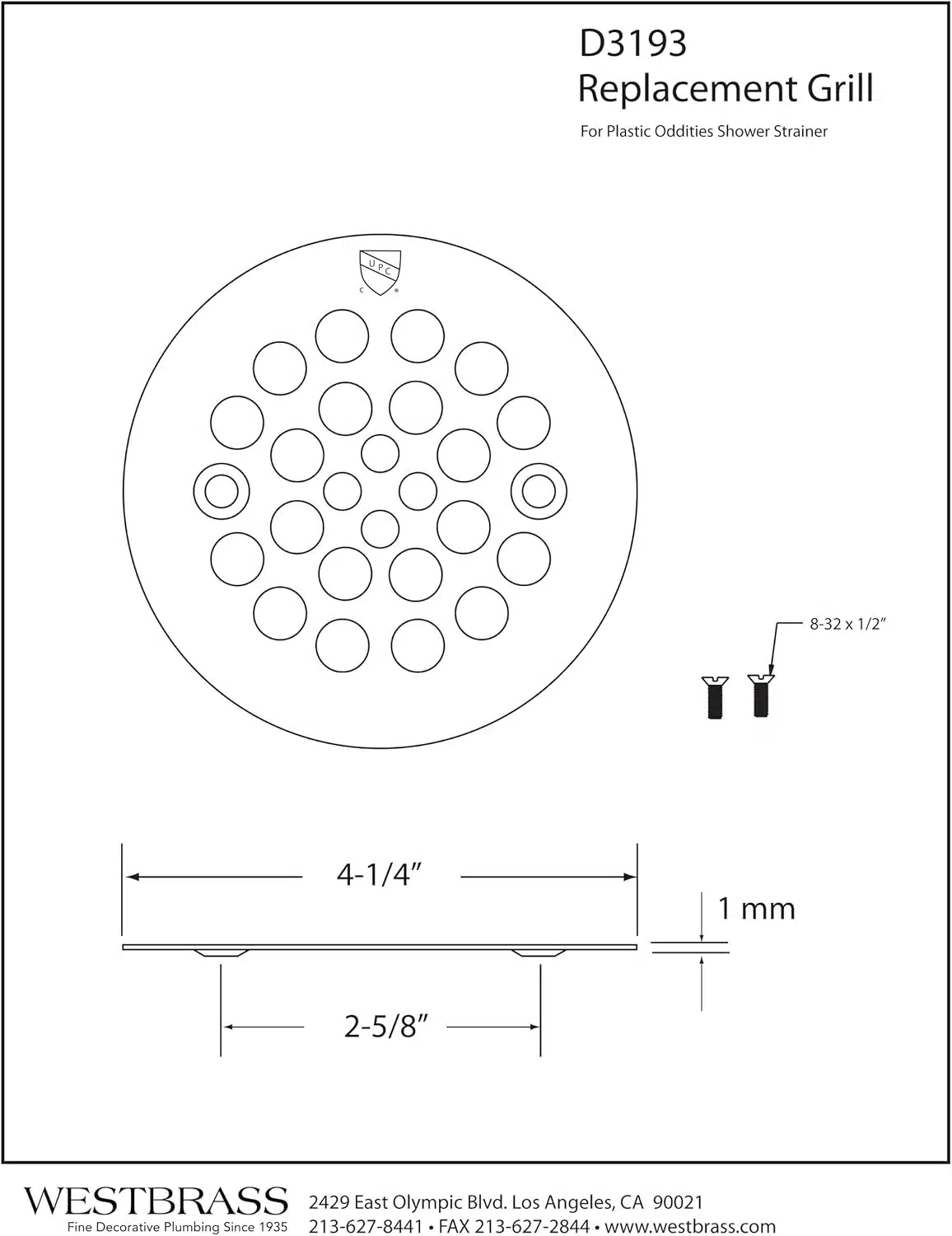 4-1/4" O.D. Shower Strainer Plastic-Oddities Style - Image 2