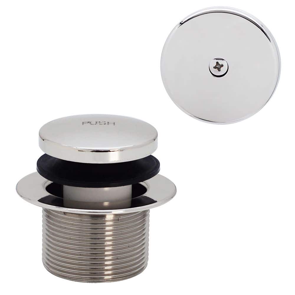 1-1/2" Coarse Thread Tip-Toe Bathtub Drain Plug Trim Set with One-Hole Overflow Faceplate