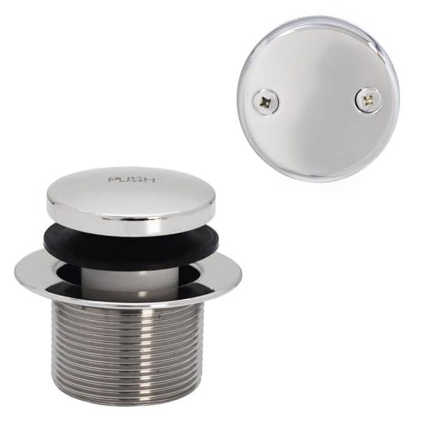 1-1/2" Tip-Toe Bathtub Drain Plug Trim Set with Two-Hole Overflow Faceplate