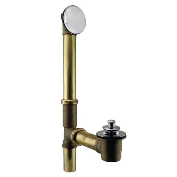 Twist & Close Bath Waste - Hidden Overflow -14" Make-Up, 17 Gauge