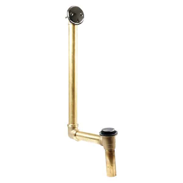 18" Tip-Toe Drain Trim with 2-Hole Overflow Faceplate & Direct Connect Shoe Outlet