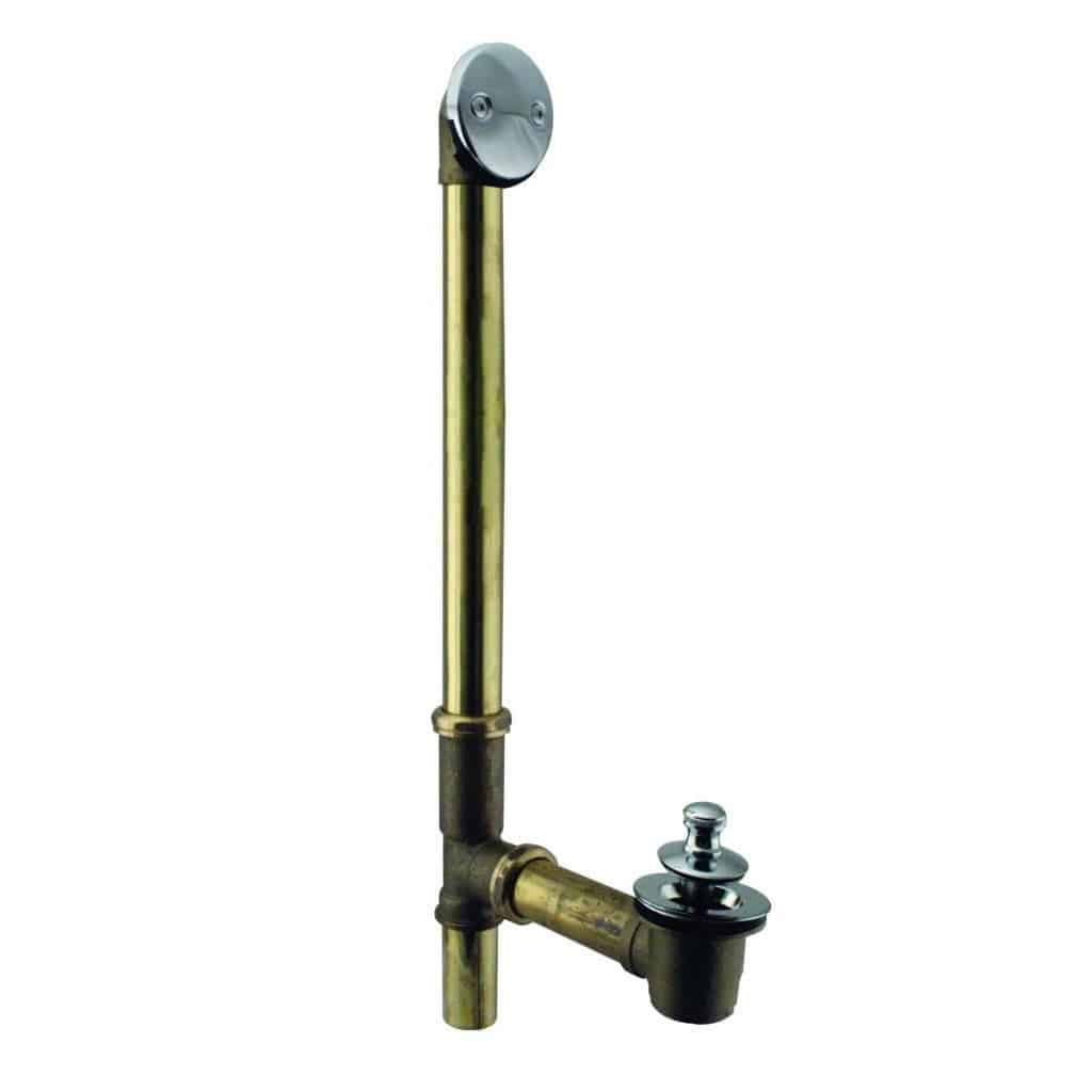 22-1/2" Brass Bath Waste and Overflow Assembly with Twist & Close Drain Plug and 2-Hole Faceplate