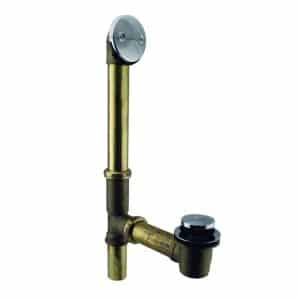 14" 20 Gauge Brass Bath Waste & Overflow Assembly with Tip-Toe Drain Plug and 2-Hole Faceplate