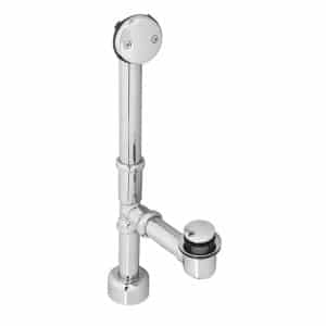 14" All Exposed 17 Gauge Brass Tip-Toe Drain Bath Waste and Overflow with 2-Hole Faceplate