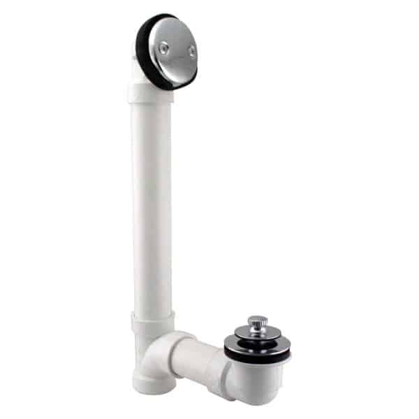 1-3/8" Fine Thread Tip-Toe Bathtub Drain Plug Trim Set with One-Hole Overflow Faceplate and 1-1/2" Adapter Bushing