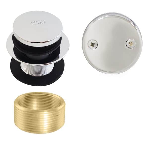 Fine or Coarse Thread Replacement Tip-Toe Strainer Drain with 2-Hole Faceplate