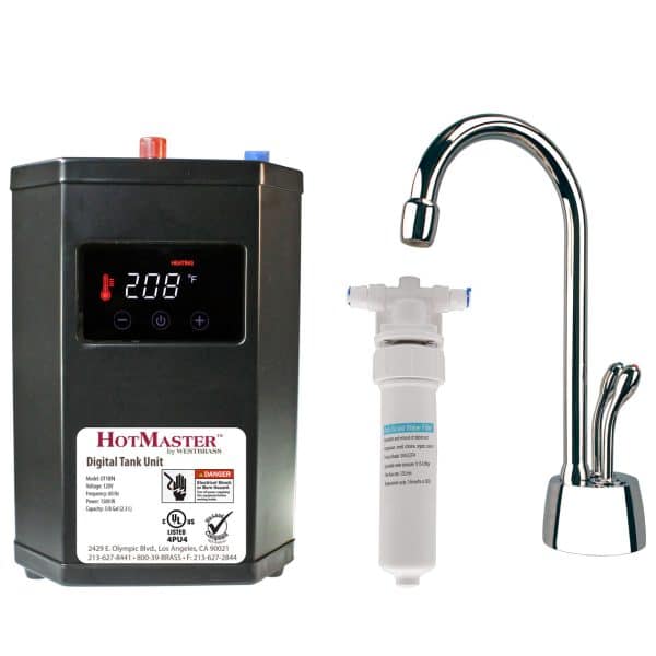 Develosah 9" 2-Handle Instant Hot and Cold Water Dispenser Faucet with HotMaster DigiHot Digital Tank System