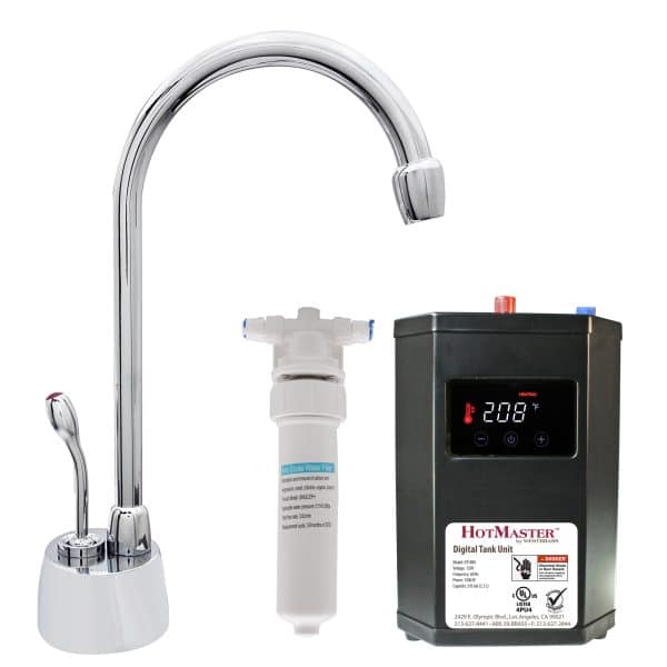 Develosah 9" 1-Handle Hot Dispenser Faucet with HotMaster DigiHot Digital Tank System and in-line Water Filter