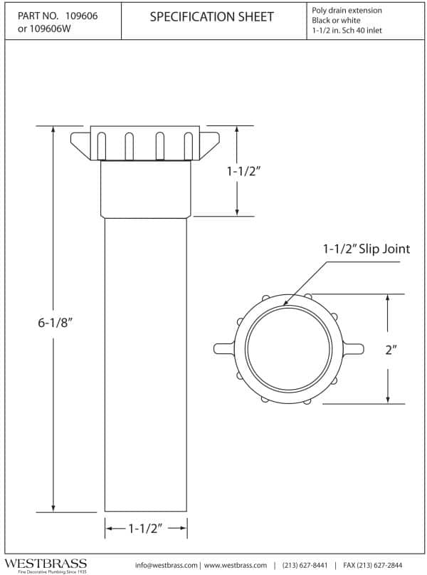 1-1/2” Black Bath Waste Extension Tube - Image 2